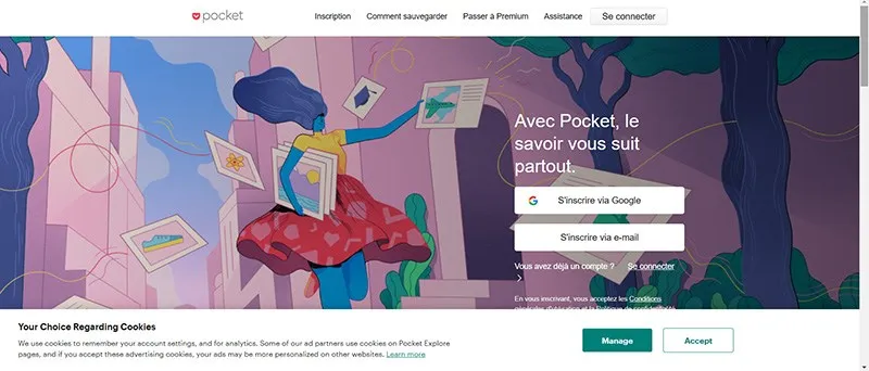 Danh sách các bài báo và nội dung web được lưu trữ gọn gàng trong ứng dụng Pocket để đọc sau