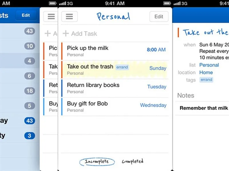 Danh sách các việc cần làm được sắp xếp khoa học và rõ ràng trên ứng dụng Remember The Milk