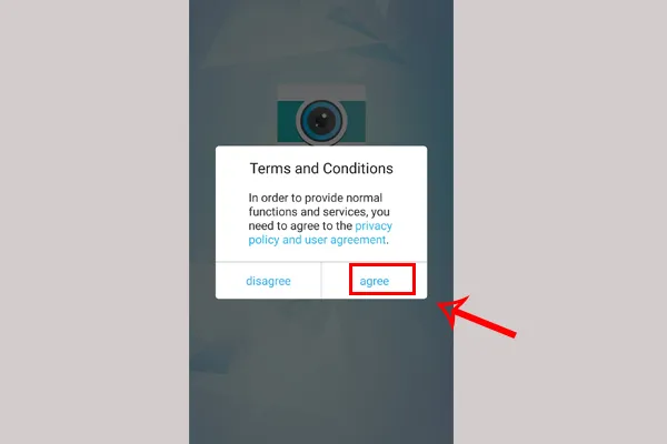 Giao diện thông báo yêu cầu chấp nhận điều khoản sử dụng ứng dụng Rview trên điện thoại