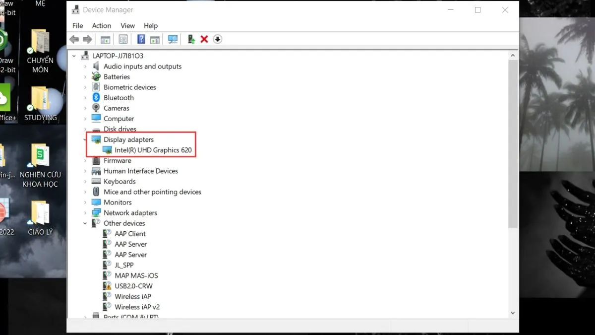 Mở rộng mục Display adapters