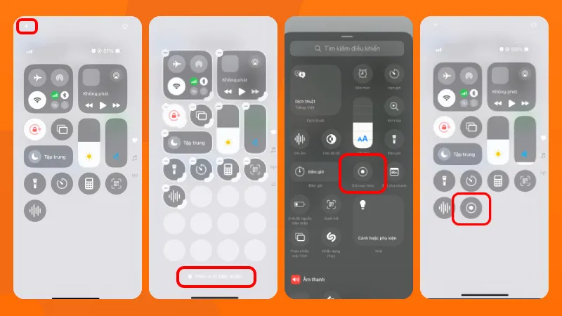 CÃ¡c bÆ°á»›c cÃ i Ä'áº·t cÃ´ng cá»¥ ghi mÃ n hÃ¬nh iPhone vÃ o Trung tÃ¢m Ä'iá»u khiá»ƒn