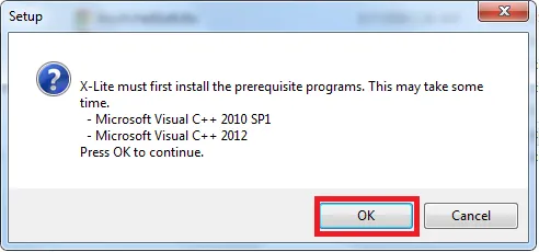 Thông báo yêu cầu cài đặt các gói phụ thuộc cho phần mềm X-lite