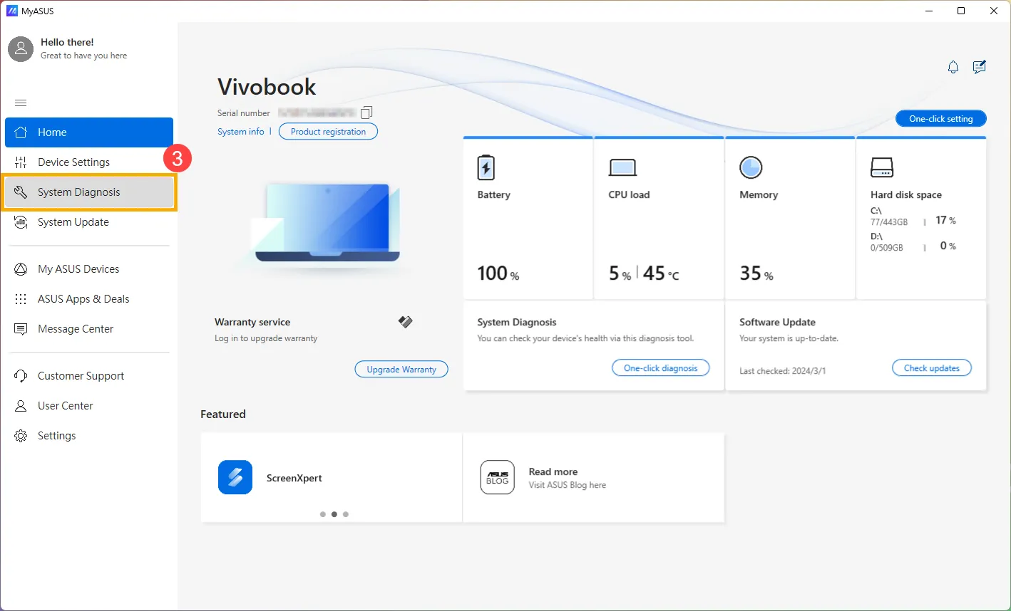 Chẩn đoán pin qua MyASUS