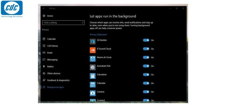 Tắt ứng dụng chạy nền giúp giải phóng bộ nhớ RAM ngay lập tức