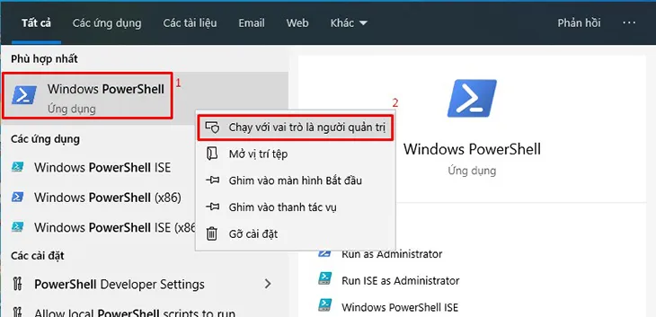 Khởi động PowerShell với quyền Administrator để thực hiện các truy vấn phần cứng chuyên sâu