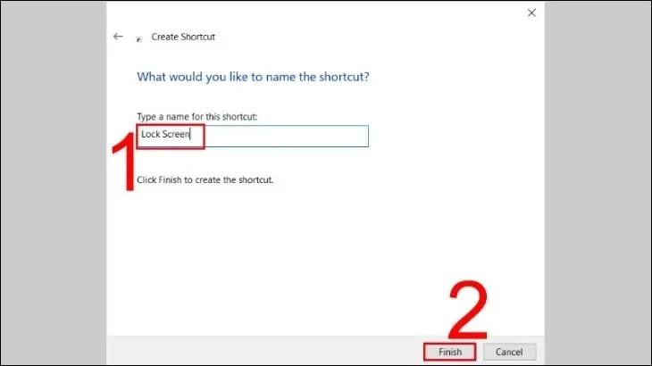 Đổi tên mục trong Shortcut thành "Khóa Máy Tính"