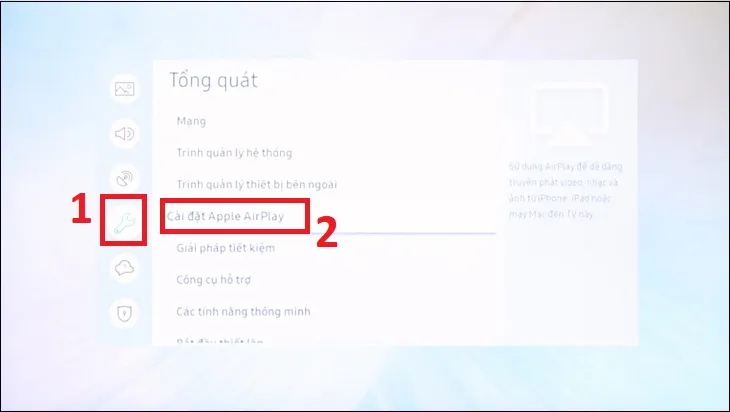 Kích hoạt AirPlay trên tivi Samsung