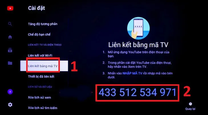 Lấy mã liên kết YouTube trên tivi