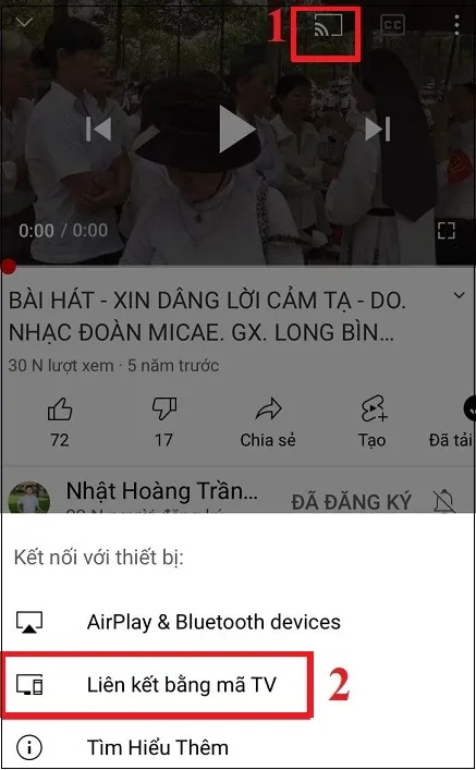 Nhập mã liên kết YouTube
