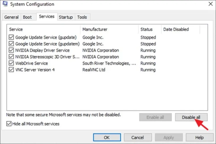 Hoàn tất việc cấu hình Clean Boot để kiểm tra xung đột phần mềm trên laptop