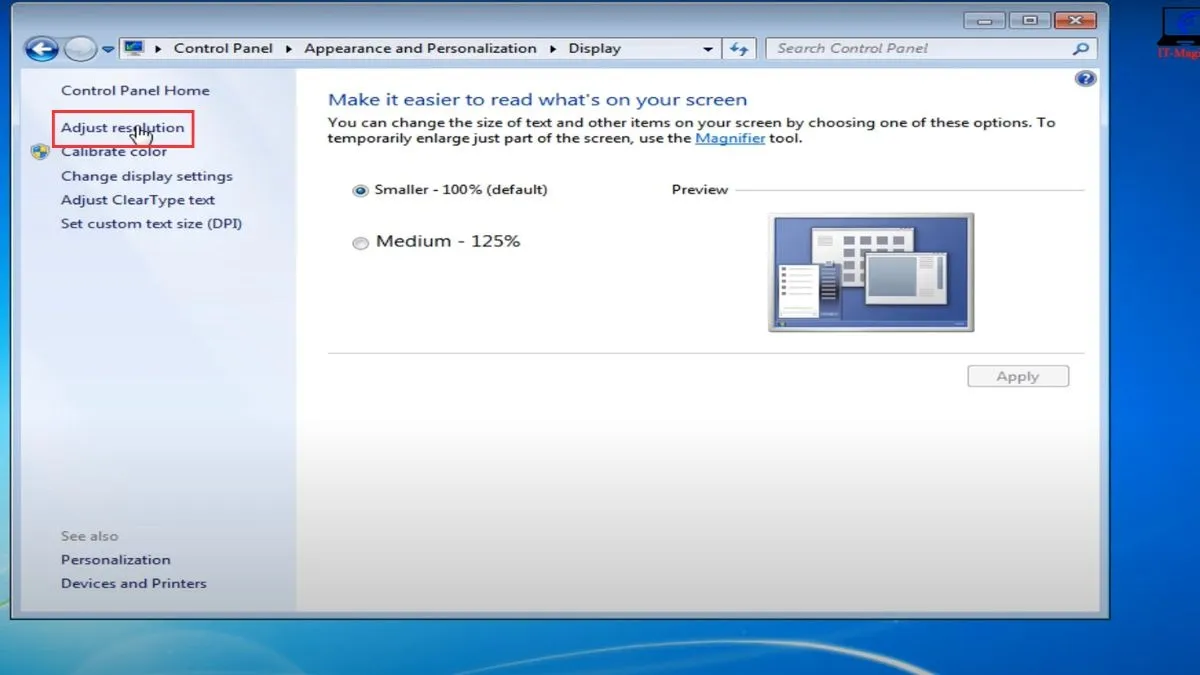 Chọn Adjust Resolution