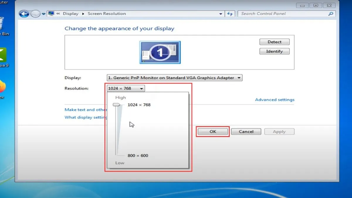 Chọn độ phân giải được khuyến nghị