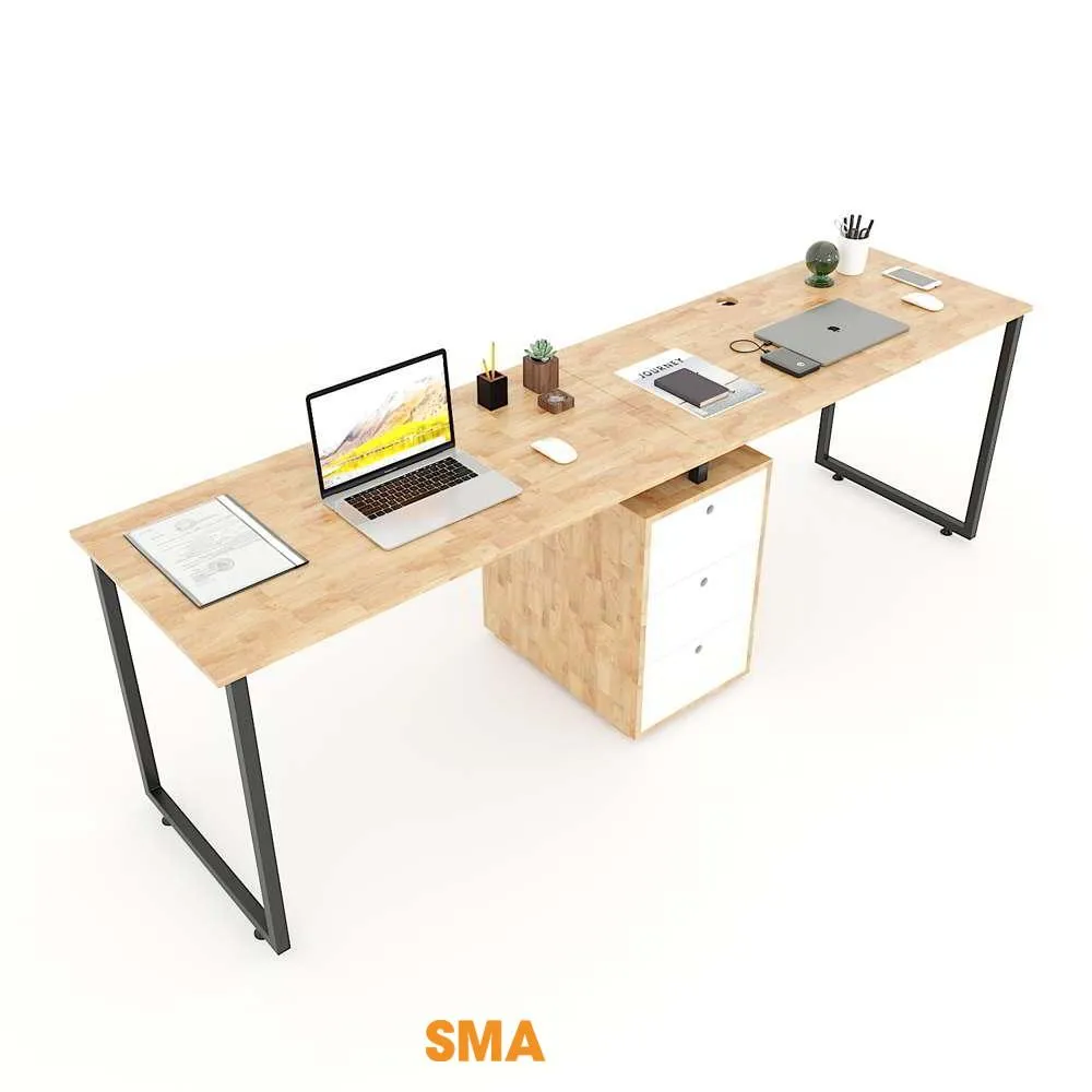 Không gian làm việc tại nhà gọn gàng hơn với mẫu bàn làm việc 2m có kệ sách này