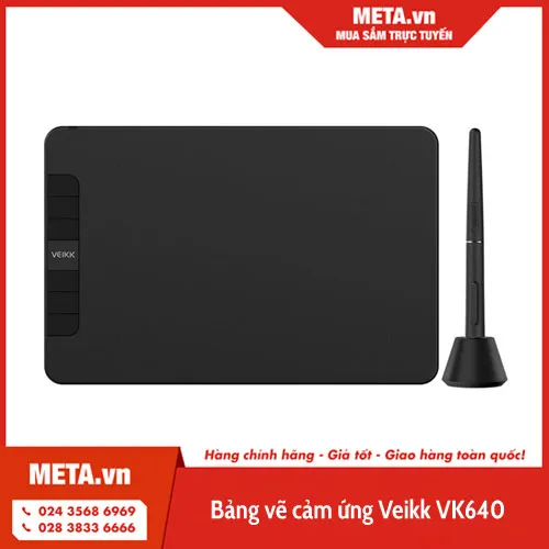 Bảng vẽ cảm ứng Veikk VK640 cùng bút stylus với độ nhạy cao