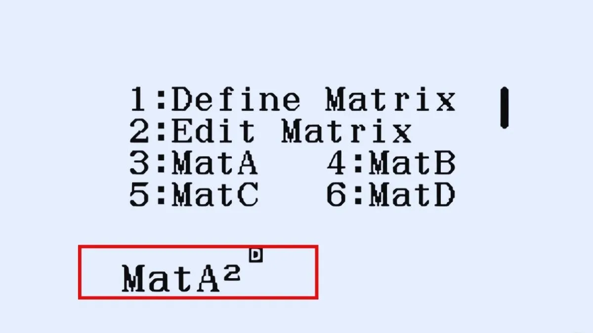 Thực hiện tính bình phương ma trận bằng cách nhân ma trận với chính nó hoặc sử dụng phím tắt tương ứng