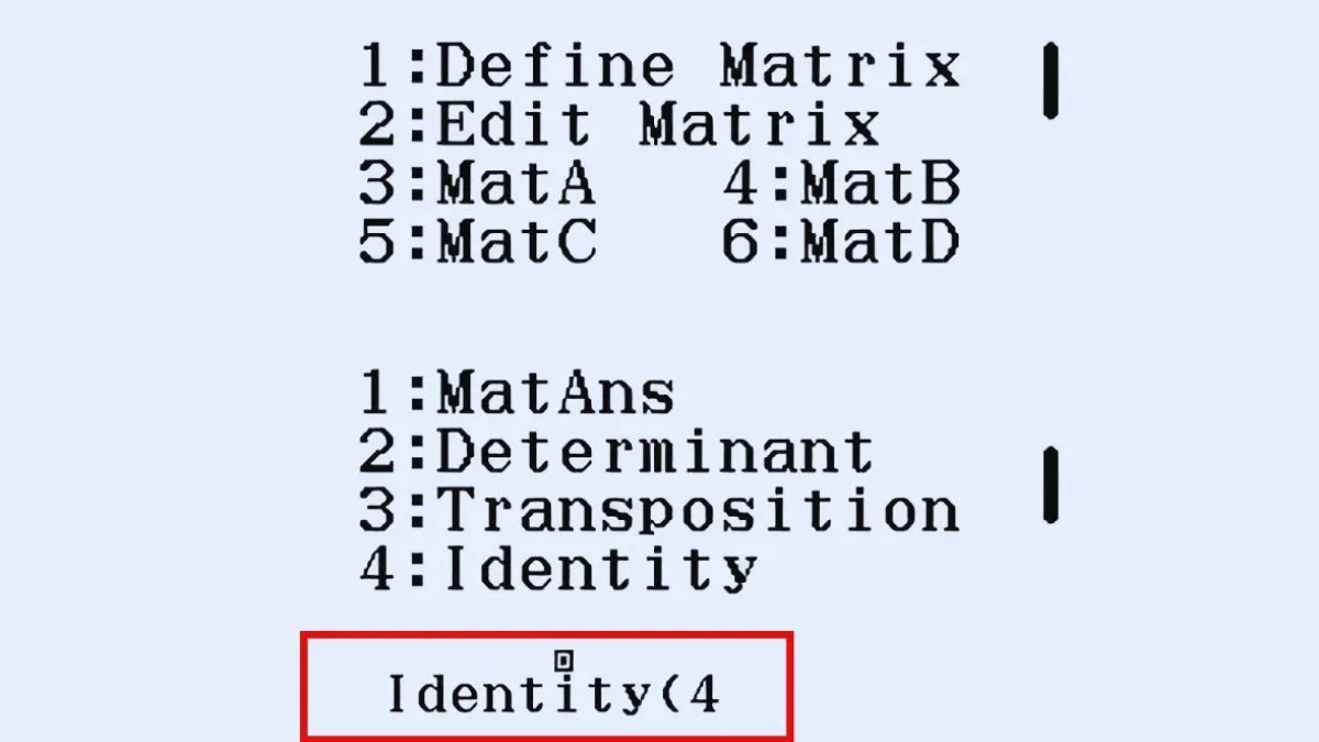Khai báo kích thước 3 cho ma trận đơn vị để hệ thống tự động điền các số 1 trên đường chéo chính