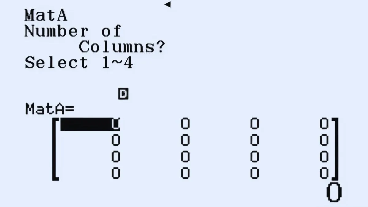 Giao diện sau khi đã cấu hình xong kích thước ma trận sẵn sàng cho việc nhập các hệ số từ bàn phím