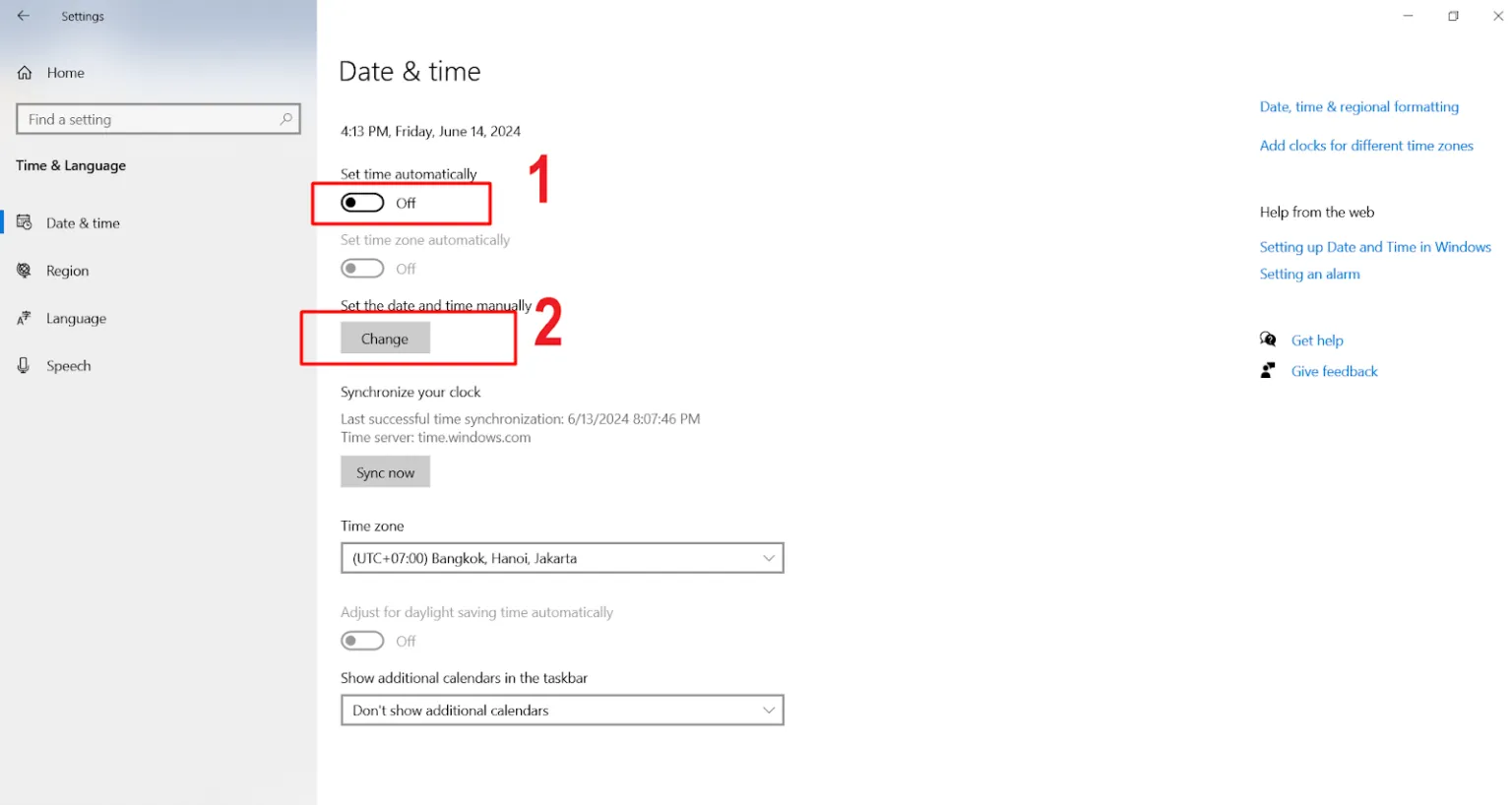 Nút Sync now để đồng bộ ngay lập tức
