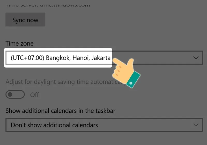 Lựa chọn múi giờ chuẩn xác cho khu vực Việt Nam là UTC cộng 7