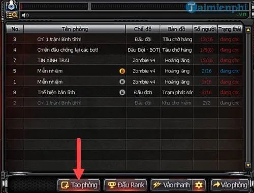 Tạo phòng chơi mới trong Đột Kích