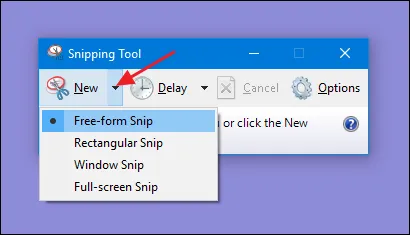 Các tùy chọn chụp ảnh màn hình chi tiết trong Snipping Tool