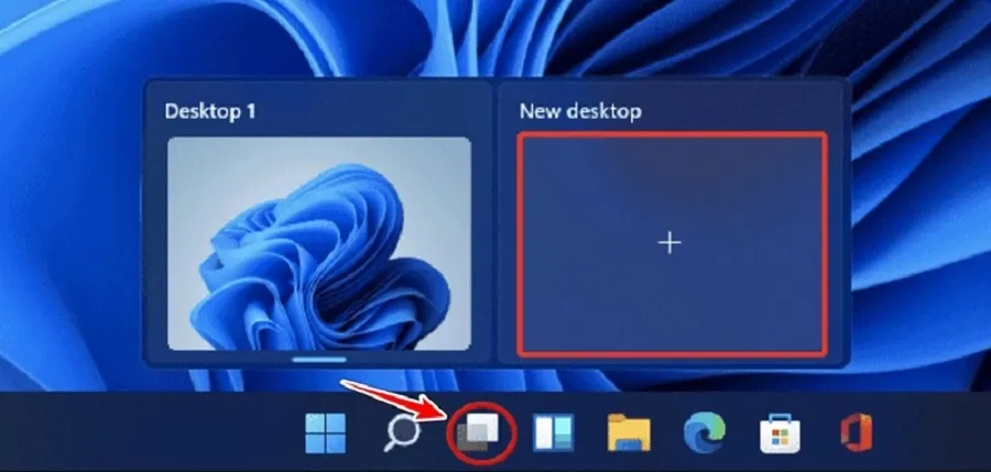 Biểu tượng Task View trên thanh Taskbar của Windows 11