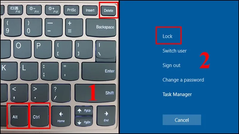 Sử dụng tổ hợp phím Ctrl + Alt + Delete để khóa màn hình máy tính