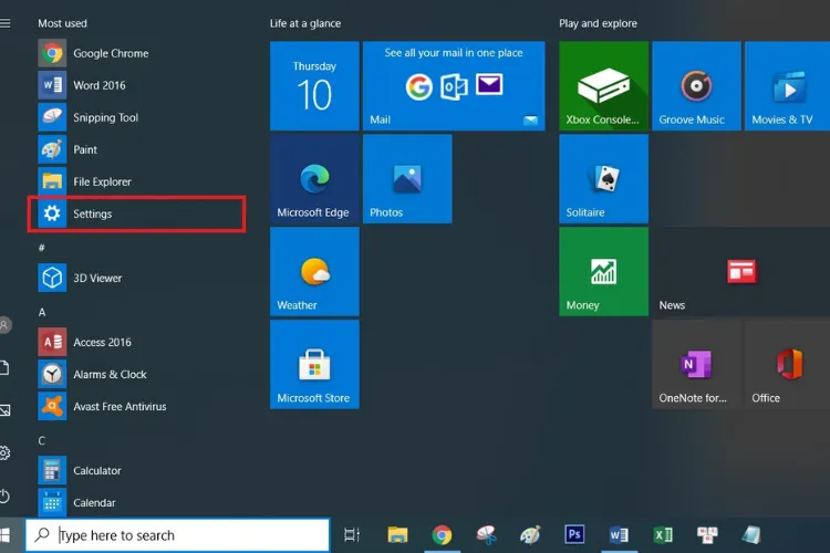 Giao diện cài đặt hệ thống trên phiên bản Windows 10 mới nhất hiện nay