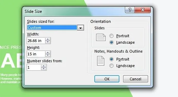 Chọn kích thước Letter Paper và hướng Portrait cho slide khi làm CV trên máy tính bằng PowerPoint