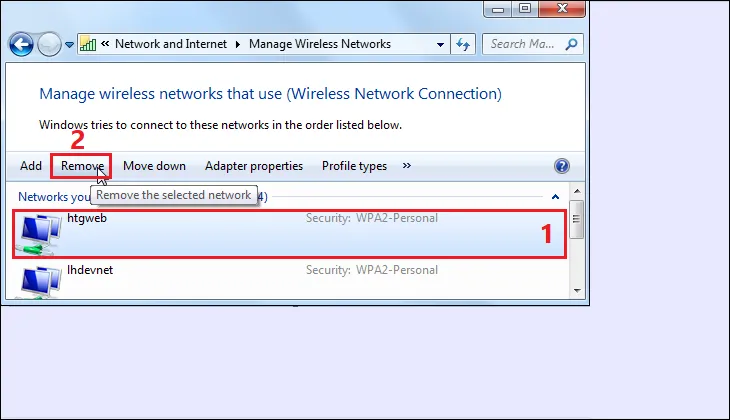 Thao tác gỡ bỏ một cấu hình mạng không còn sử dụng để làm sạch bộ nhớ đệm kết nối hệ thống