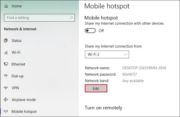 Bảng thông số cấu hình bao gồm tên mạng và kiểu mã hóa bảo mật cho trạm phát wifi mới