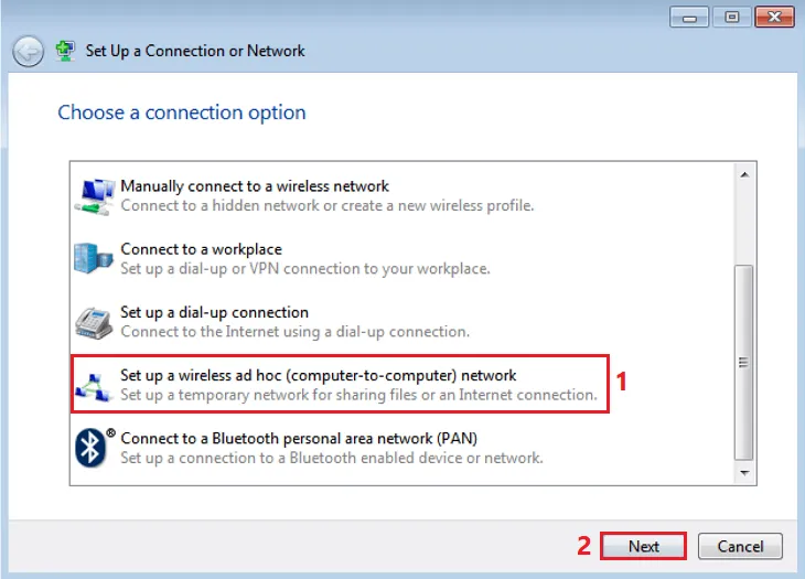 Chế độ kết nối mạng ngang hàng Ad-hoc cho phép hai thiết bị máy tính truyền tải dữ liệu trực tiếp