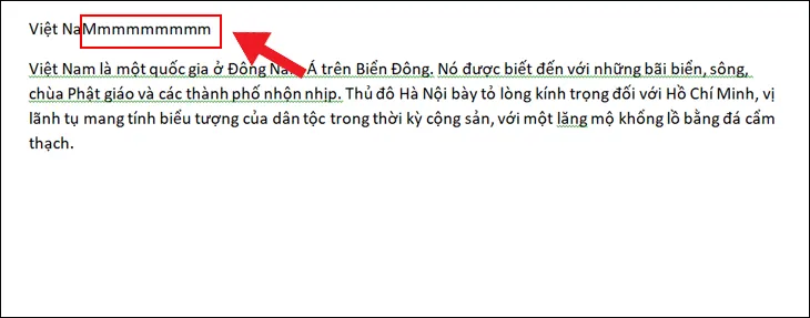 Hình ảnh minh họa lỗi bàn phím xuất hiện ký tự lặp lại như Nnnn, Mmmm