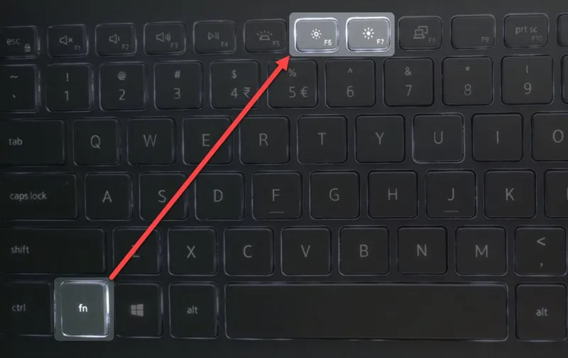 Phím tắt điều chỉnh độ sáng trên laptop Dell