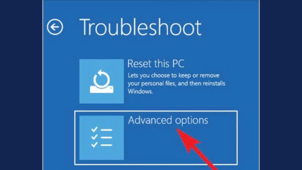 Các tùy chọn nâng cao trong Troubleshoot, bao gồm UEFI Firmware Settings