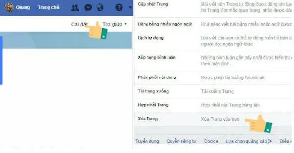 Thông báo thành công việc đặt lịch xóa trang trên Facebook
