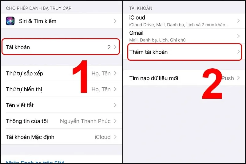 Thêm tài khoản Google vào iPhone