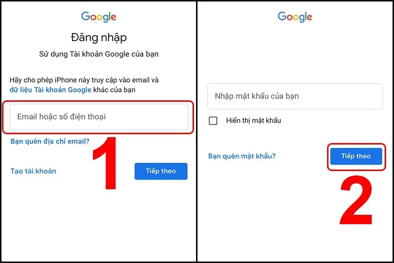 Đăng nhập tài khoản Google