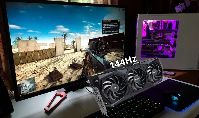 Giao diện cổng kết nối phía sau của card đồ họa hỗ trợ nhiều màn hình tần số quét cao cùng lúc