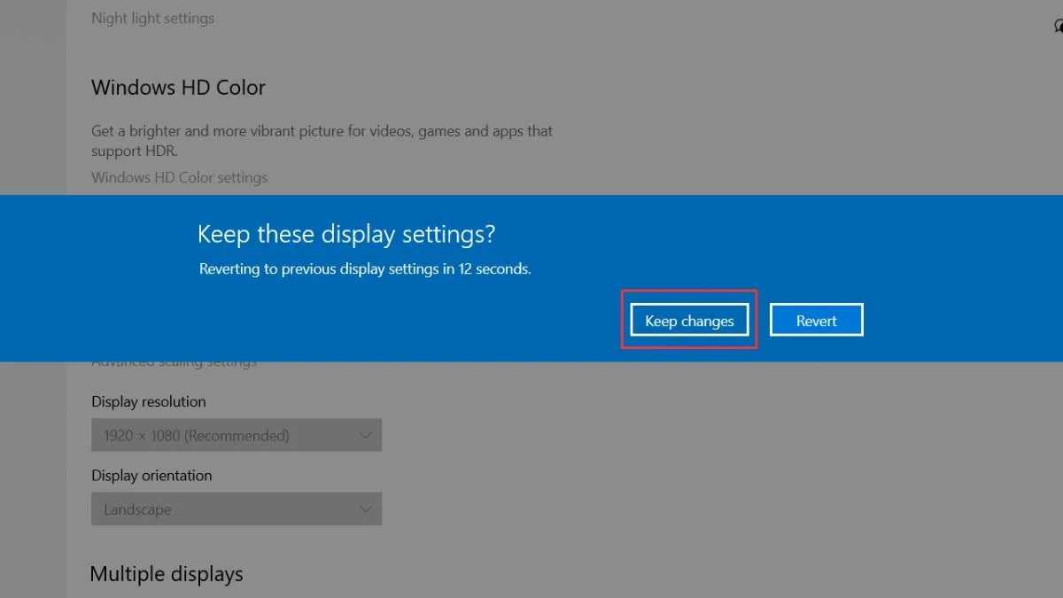 Xác nhận thay đổi độ phân giải