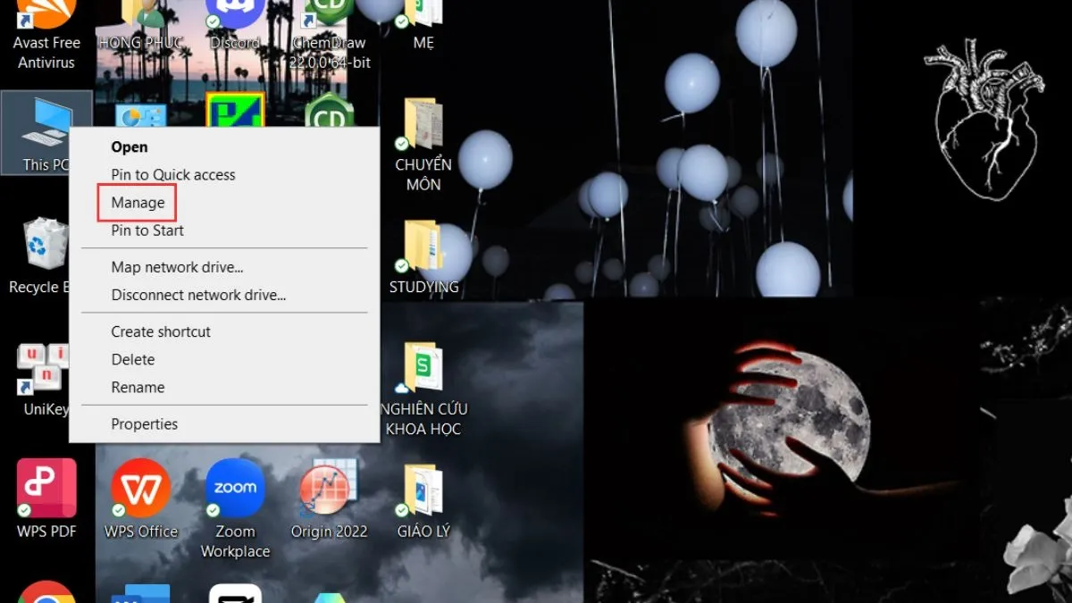 Nhấp chuột phải vào This PC và chọn Manage