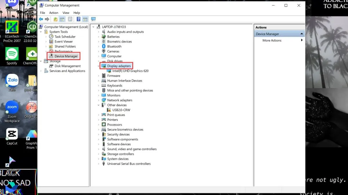Mở rộng mục Display adapters trong Device Manager