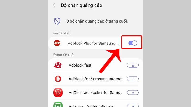 Kích hoạt chế độ hoạt động của bộ chặn quảng cáo trên điện thoại
