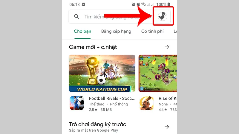 Mở cửa hàng ứng dụng CH Play trên điện thoại Samsung
