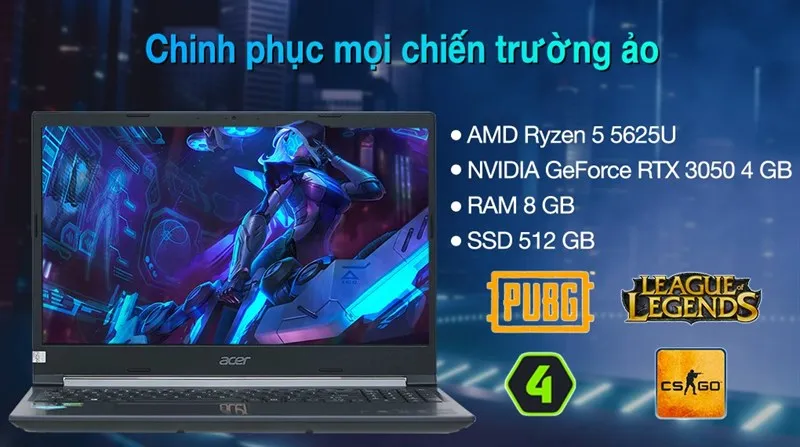 Trải nghiệm chơi game mượt mà trên laptop Acer Aspire 7