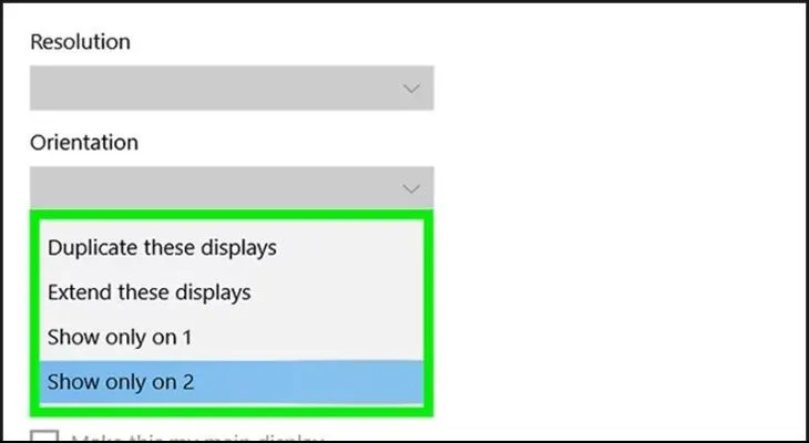 Các tùy chọn cấu hình Multiple displays trên Windows