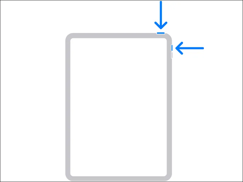 Thao tác chụp màn hình trên iPad đời mới bằng cách nhấn tổ hợp phím Nguồn và Tăng âm lượng