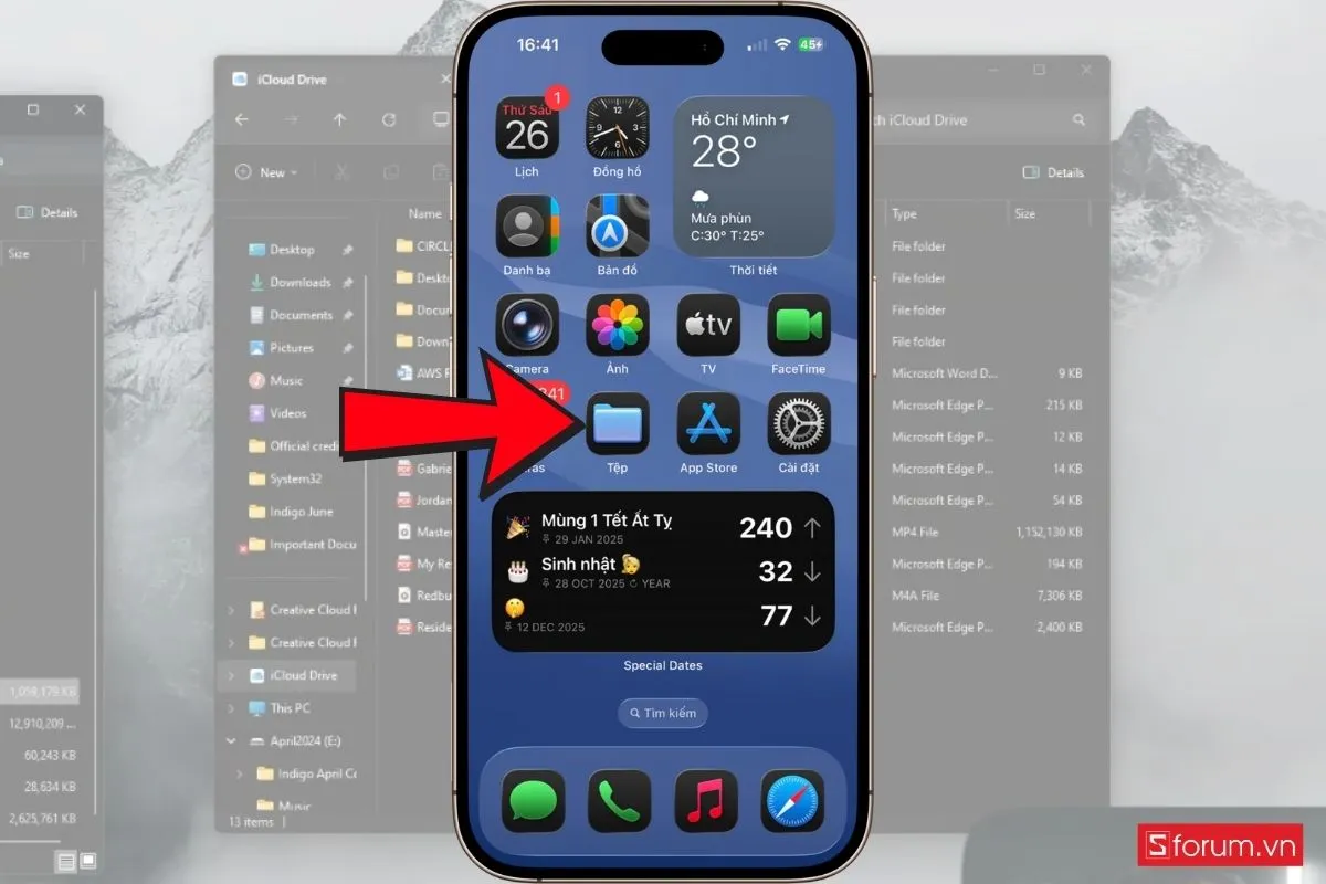 Mở ứng dụng Tệp trên iPhone lấy file đã chuyển