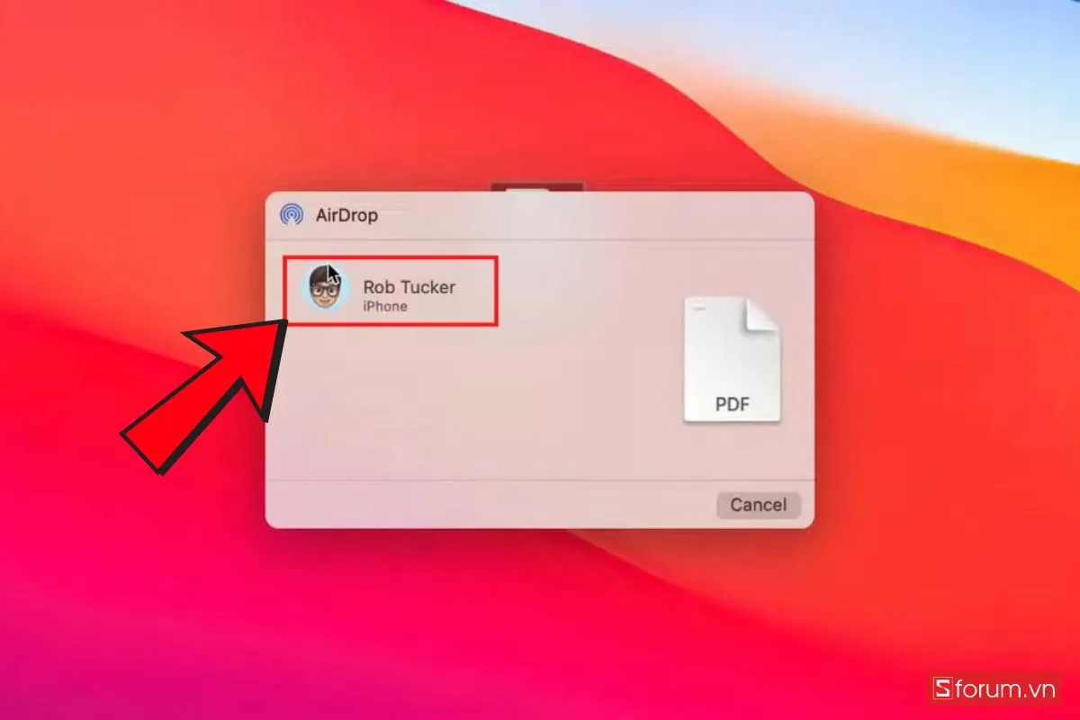 Chọn iPhone bạn muốn AirDrop