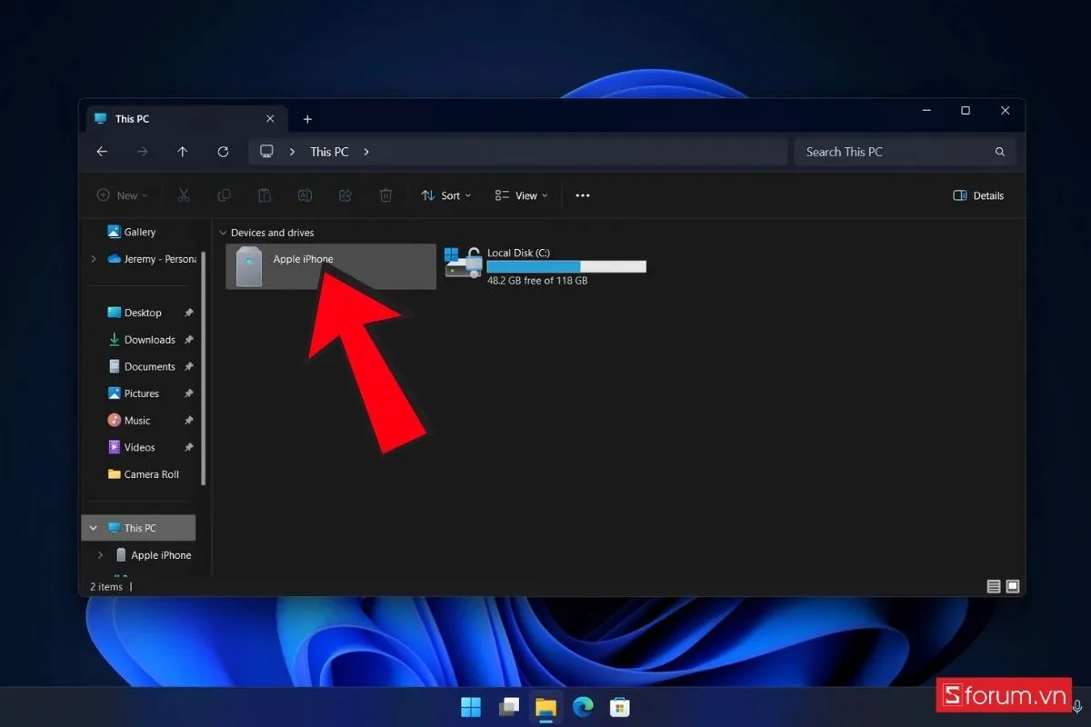 Mở thư mục lưu trữ của iPhone trên máy tính